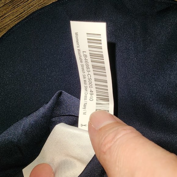 Quince Washable Stretch Silk Midi Shirt Dress NWT Navy Med - Picture 6 of 6